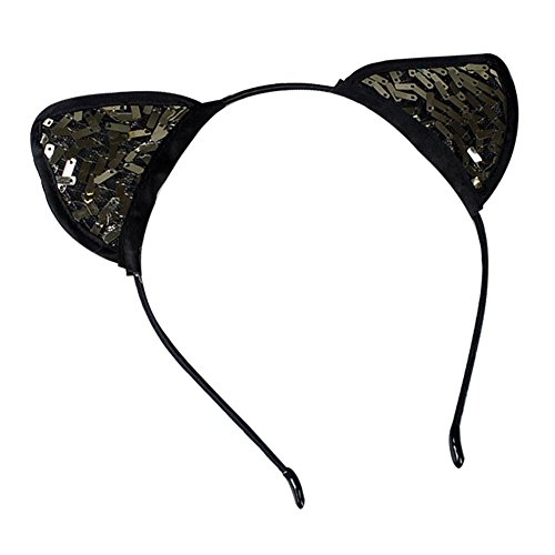 Ztl Sequin Glitter Cat Ears Headband Women Girls Party Hairband Hair Accessories