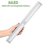 Under Cabinet Light, LOFTER Rechargeable 56-LED Wireless Motion Sensor LED Night Light for Bedroom, Wardrobe, Closet, Garage, Laundry Emergency Lighting with 2400mAh Battery (Pure White)