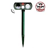 Pest Repeller, Outdoor Solar Powered and Weatherproof Ultrasonic Dog/Cat/Mosquito Repellent