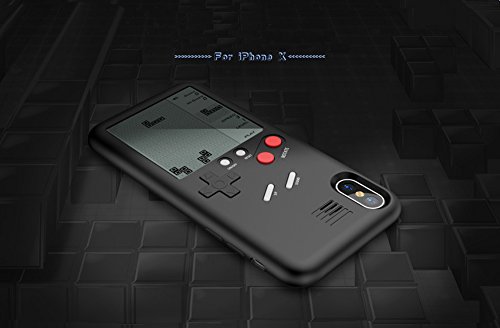 Game Phone Case Games Built in For iPhone X,Julyfox Ultra Slim Protective Phone Case 3D With Screen Tetris Games System For X Drop-Proof Bump-Proof Scratch-Proof Black