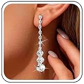 Aneneiceera Vintage Crystal Chandeliers Earrings Long Rhinestone Dangle Earrings Gold Tennis Chain Earrings Cz Paved Chain Tassel Earrings Wedding Chandelier Drop Earrings Jewelry for Women