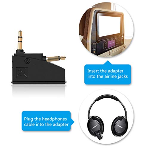 Lenink 2 Pack Generic Airline Airplane Flight Headphone Adapter Converter Compatible with Bose QC2 QC3 QC15 QC20 QC25 AE2 Headphones,Aviation Plugs to 3.5mm Jack