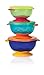 Nuby Stackable Suction Bowl with Lid (Pack of 3, Multi-Coloured)