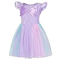 HenzWorld Little Mermaid Costumes Princess Ariel Dress Halloween Night Cosplay Party Outfits Ruffle 3-4 Years