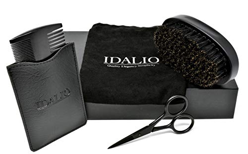 Beard Brush & Comb Set for Men Grooming with Natural Boar Bristle Beard Brush, Sandalwood Beard Comb & Stainless Steel Trimming Beard Scissors for Styling, Shaping, Trimming and Growing Your Beard!