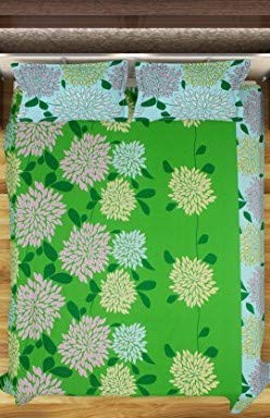 MAFATLAL Cotton King Size Double Bedsheet with 2 Pillow Covers - Kingsize, Green Colour Dark Colour