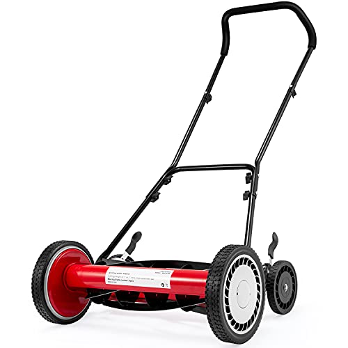YOLENY Lawn Mower, 18Inch 5Blade Push Manual Reel Mower, 9 Position