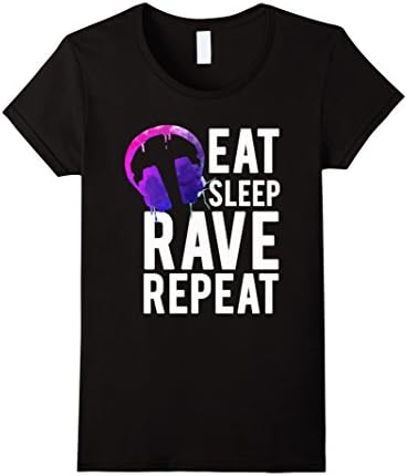 Women's Eat Sleep Rave Repeat T-Shirt Medium Black