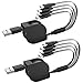 CKCOCO Multi USB Charger Cable Retractable (2Pack 1.2M/3.93FT) 4 in 1 Multiple Charging Cord Adapter with 8Pin/Type-C/Micro USB x2 Connectors for Cell Phones Tablets Universal Use (Charging Only)