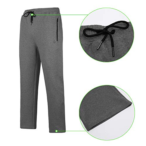 beroy Mens Jogger Pants Basic Active Training Running Gym Workout Pants Zipper Pockets Sweatpants(Charcoal,3XL)
