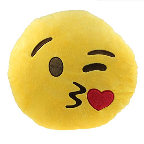 1 X Round Oi Emoji Smiley Emoticon Cushion Pillow Stuffed Plush Toy Doll Yellowsweet Kissfree Kiss Key Chain