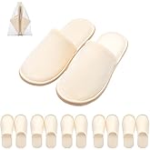 SIMEIER 6 Pairs Gray Spa Slippers for Guests, Disposable & Reusable Non-Slip Hotel Slippers with Storage Bag, Soft Cotton Guest Slippers for Women & Men, Non-Slip for Home, Gym, Bridal Party