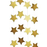 SUNBEAUTY 13Feet Five-pointed Star String Paper Garland Hanging Decoration Wedding Birthday Party Baby Shower Background Decorative