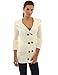 PattyBoutik Women's Hoodie Double Breasted Knit Sweater Coat (Off-White M)