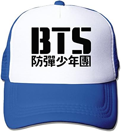 BTS Bangtan Boys Kpop Hat Two Tone Trucker Adjustable RoyalBlue One Size For Adult