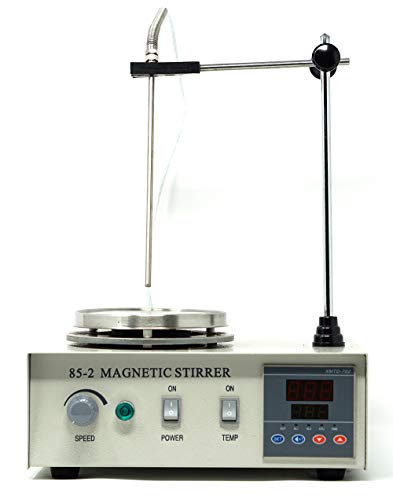 EK-85-2 Digital Magnetic Stirrer Heating Hot Plate Set | 100-2400 RPM Stir Speed | RT - 100 °C Temp | 300 W Heat Power | 3000ml Max Capacity | Plate: 12.25 x 12.25 cm| Incl 5 Magnetic Stir Bars