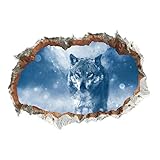 Vacally DIY 3D Wolf Painting Wall Stickers PVC Removable Kids Nursery Home Bedroom Living Room Wall Art Decor Mural Decals 50x70cm