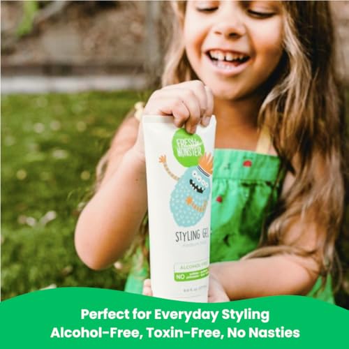 Fresh Monster Kids Hair Styling Gel, Medium Hold Alcohol-Free, Natural Hair Gel for Kids & Toddlers (6oz.)