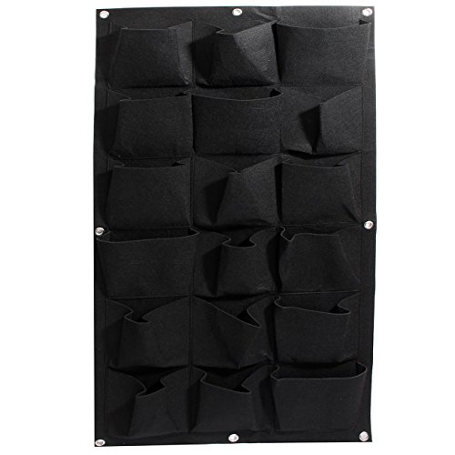 Ogrmar 18 Pockets Vertical Wall Garden Planter Plant Grow Bag for Flower Vegetable for Indoor/Outdoor (18 Pockets, Black)