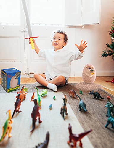 Mega Egg Dino Egg Dinosaurs Figure Toys 12 Different Dinosaurs in Jumbo Dino Egg Dig Kit Giant Dinosaur Dino Eggs Toys for Kids Educational Learning Archaeology Science STEM Gift for Girls Boys