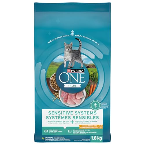 Purina ONE +Plus Dry Cat Food, Sensitive Systems Turkey - 1.8 kg Bag