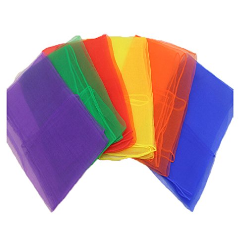 Dolland 12pcs Square Juggling Silk Dance Scarves Rhythm Band Scarf 6 Colors