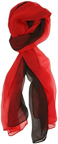 Just Libby-Women's Silk Blend Ombre Oblong Scarf Red & Black