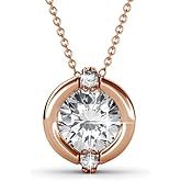 Cate & Chloe Zara 18k White Gold Round Cut Simulated Diamond Solitaire Pendant Necklace, Elegant Jewelry for Women, Gift for Her