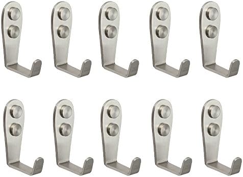 NELXULAS Hight Quality Brushed Stainless Steel Single Prong Robe SUPER Heavy Duty Wall Mount Hook, Fit for kitchen,Bedroom,Living room, Bathroom, Shower room,closets (2-1/2" , 10 PCS)