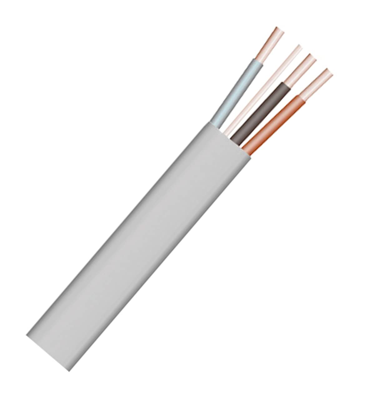 Merriway BH01439 3-Core and Earth Flat Cable, 6243Y 1.0mm Grey, 5 Metres (16.5 feet)