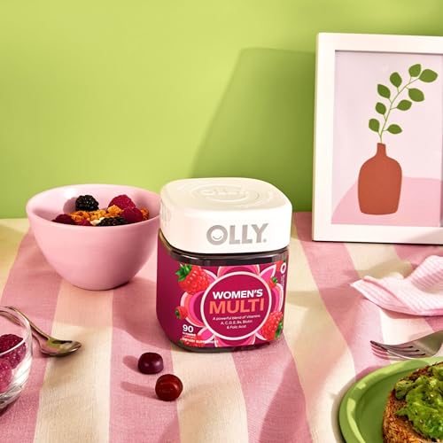 OLLY WOMEN’S MULTIVITAMIN GUMMY, VITAMINS A, D, C, E, BIOTIN, FOLIC ACID, ADULT CHEWABLE VITAMIN, BERRY FLAVOR, 45 DAY SUPPLY – 90 COUNT