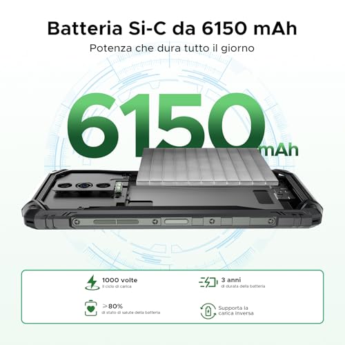 DOOGEERugged Blade 10 Energy Rugged Smartphone 4.5G, 24GB+128GB(TF 2TB), 6.56" HD+90Hz Indestructible Phone Android 15, 6150mAh Battery, Octa Core, 16MP+8MP, Widevine L1/IP68/P69K/GPS/Face ID/NFC