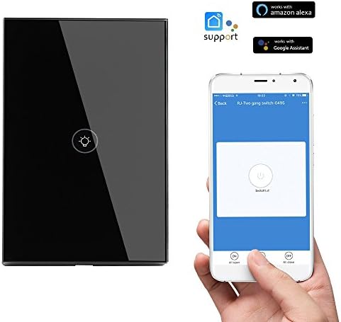 lifepot Smart Wall Light Switch Compatible with Alexa&amp; Google Home Touch Screen Wi-Fi Wall Switch Panel (1 gang)