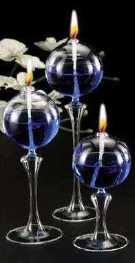 Stem Ball Clear Glass Oil Candle Lamps Set of 3