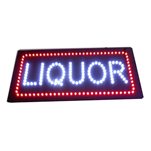 LED Beer Bar Wine Liquor Spirits Open Light Sign Super Bright Electric Advertising Display Board for Pub Club Bistro Business Shop Store Window Bedroom 19 x 10 inches (HSL0036)
