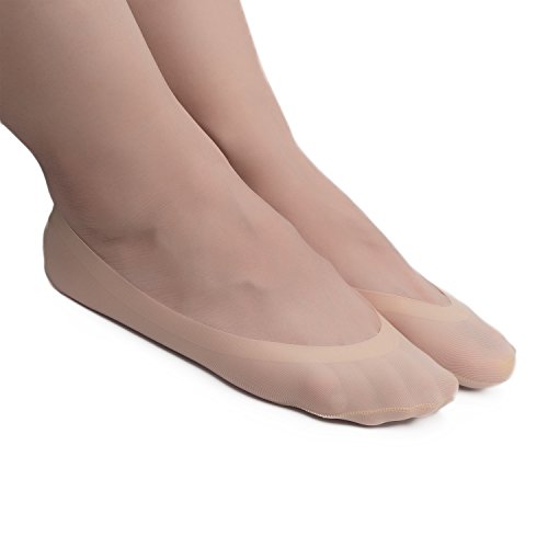 Flammi 4 Pairs Women's No Show Liner Socks Non-slip Ultra Low Cut Casual Socks (Nude)