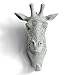 HERNGEE Giraffe Head Single Wall Hook/Hanger Animal Shaped Coat Hat Hook Heavy Duty, Rustic, Decorative Gift, Grey