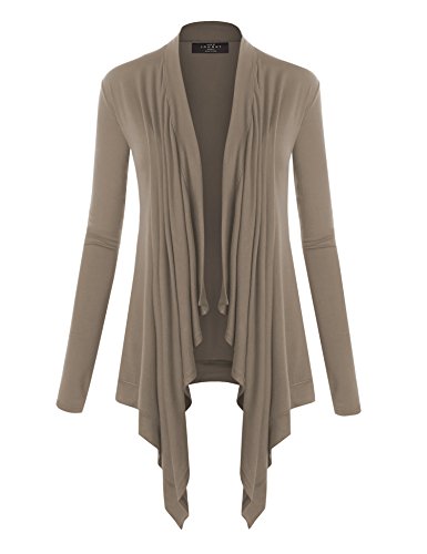 WSK849 Womens Off-Duty Open Front Cardigan M Taupe
