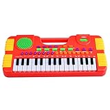 Piano for Kids, WOLFBUSH 31 Key Synthesizer Multi-function Electronic Keyboard Play Piano Organ Children Educational Toy - Red