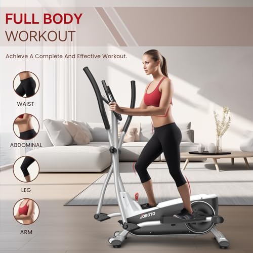 JOROTO Elliptical Machine Exercise Bike for Home Cardio, Magnetic Cross Trainer with 8 Resistance Levels, Pulse Rate Grips & LCD Monitor Exercise Equipment for Home Gym Use, 330lbs Weight Capacity