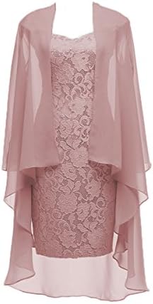 Ruiyuhong Women's Short Lace Mother Of The Bride Dress With Jacket Formal Gowns