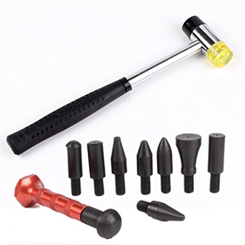 18 pastilles adh/&eacute;sives Kit de r/&eacute;paration de d/&eacute;bosselage de voiture sans peinture avec marteau coulissant en T