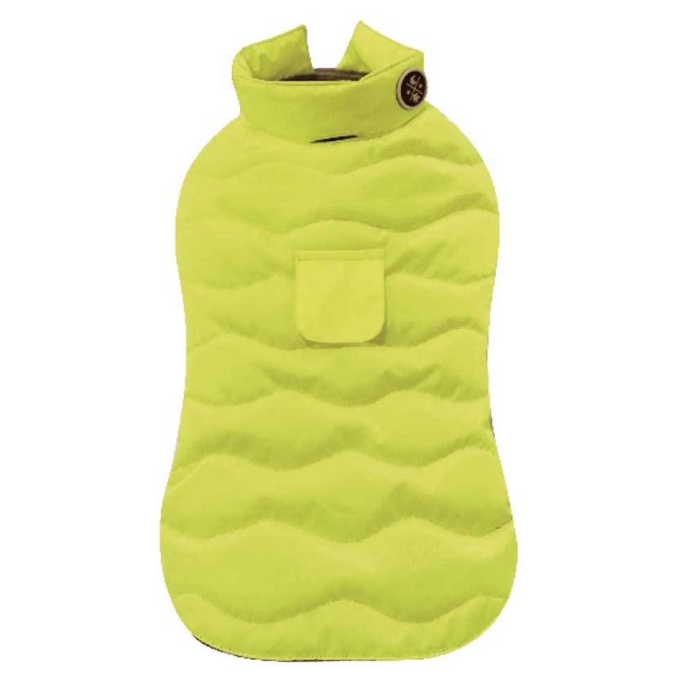 Croci Eco Leaves Yellow Dog Jacket, Back Size 45 Cm, Ecological Made With Recycled Materials, Padded And Adjustable, With Elastic And Hole For Leash And Harness, Yellow Color
