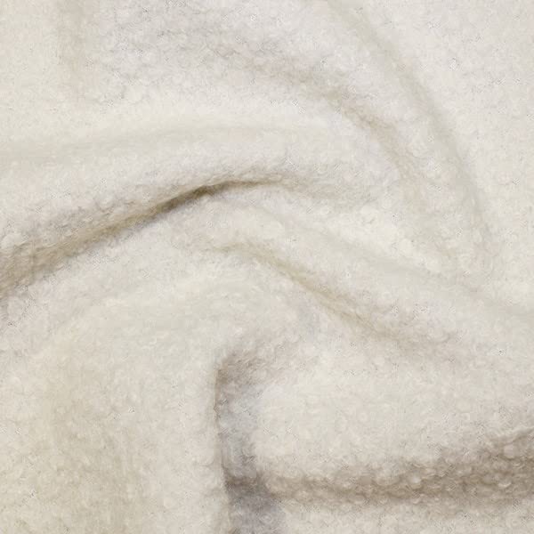 Boucle Faux Fur Fabric Material Ecru, 1Mtr - 150cm x 100cm