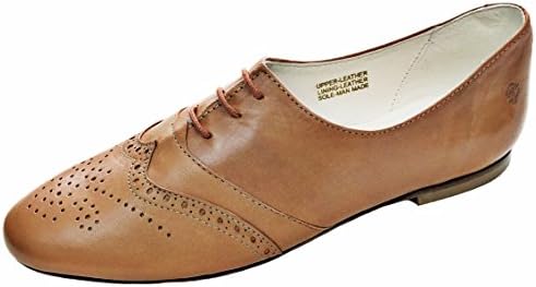 Chebran Oxford | Narrow Width | Made in Portugal | Brown Leather Flats | Size 8.5