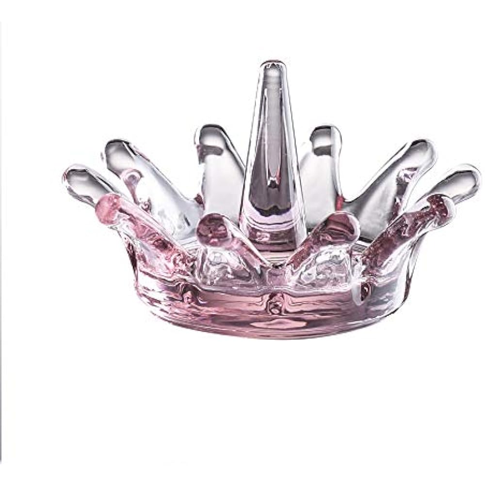 Pink Crown Ring Holder Dia 4.3inch Glass Jewelry Tray Home " Kitchen eBay