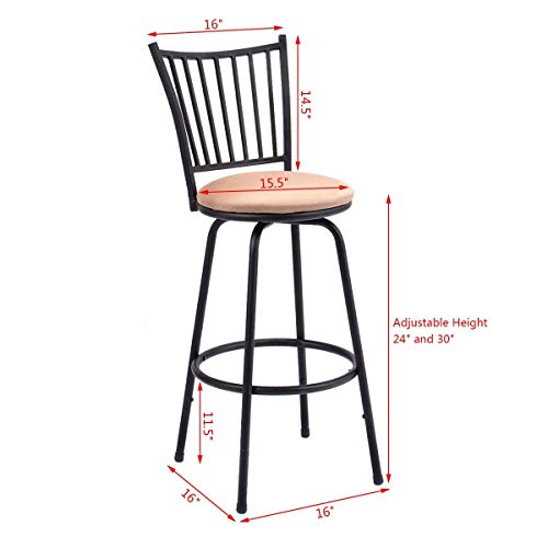 WATERJOY Barstool, Set of 3 Modern Swivel Bar Stool Counter Height Chair Bistro Pub Breakfast Kitchen Stools Chair - Thumbnail 5