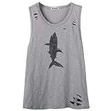 So'each Women's Marine Animal Shark Letters Graphic Print Tee Cami Tank Top