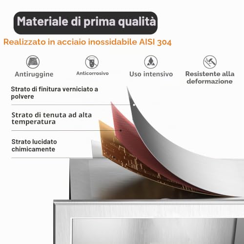 Bernkot Wall Mounted Shower Niche Stainless Steel 45 x 30 x 10 cm Wall Mounted Niche Bathroom Shelf Brushed Silver
