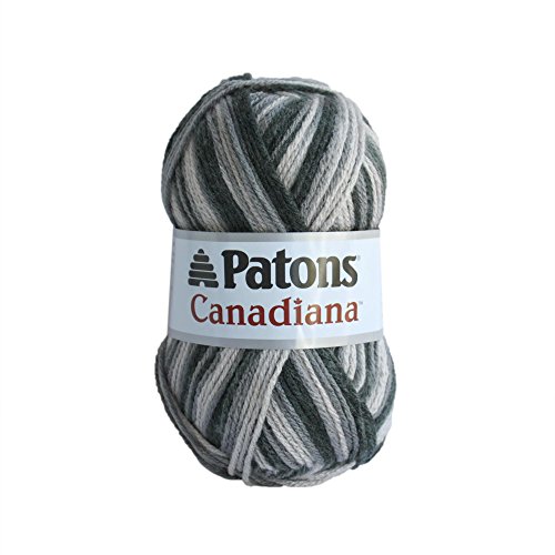 Patons  Canadiana Variegated Yarn - (4) Medium Worsted Gauge 100% Acrylic - 3.5oz - Grey